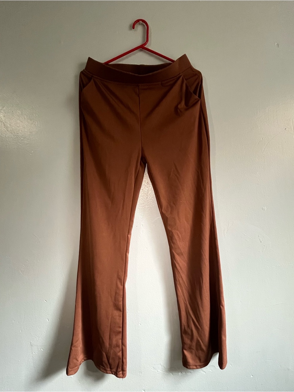 Women's Brown Wide-Leg Stretch Pants